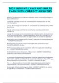 2024 INDIANA LAWS AND RULES EXAM WITH CORRECT ANSWERS