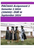 PAC2602 Assignment 2 &lpar;COMPLETE ANSWERS&rpar; Semester 2 2024 &lpar;215093&rpar;- DUE 16 September 2024 with complete solution