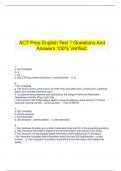  ACT Prep English Test 1 Questions And Answers 100&percnt; Verified&period;