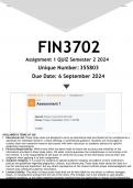 FIN3702 Assignment 1 &lpar;ANSWERS&rpar; Semester 2 2024 - DISTINCTION GUARANTEED