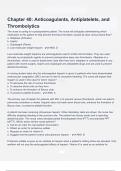 Chapter 40   Anticoagulants&comma; Antiplatelets&comma; and Thrombolytics questions and correct answers &lpar;elaborations&rpar; with 100&percnt; accurate &comma; verified &comma; latest fully updated &comma; 2024&sol;2025 &comma;already passed &comma; graded a&plus;&comma; complete solutions guarantee distinctions rationales&vert; 