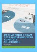 MECHATRONICS EXAM 2024 QUESTIONS WITH COMPLETE SOLUTIONS&excl;&excl;