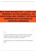 MED SURG RN HESI EXIT LATEST 2023 VERSION 5 ACTUAL EXAM ALL 140 QUESTIONS AND CORRECT DETAILED ANSWERS WITH RATIONALES &lpar;VERIFIED ANSWERS&rpar; 