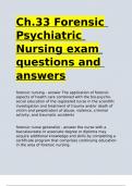 Ch&period;33 Forensic Psychiatric Nursing exam questions and answers