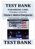 Test bank paramedic care principles practice 5th edition volume 3 medical emergencies bledsoe  Verified Chapters&comma; Complete Newest Version2024&period;