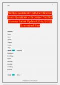 Medical Assistant&colon; CMA Certification Exam Questions with Correct Verified Answers Latest Update &lpar;2024&sol;2025&rpar; Guaranteed Pass