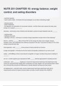 NUTR 251 CHAPTER 10 energy balance&comma; weight control&comma; and eating disorders Questions with correct Answers 100&percnt; and detailed solutions