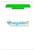 Legal Aspects of Real Estate Exam  2024&sol;2025 Questions & Answers with  Complete Solution 