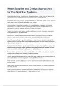 Water Supplies and Design Approaches for Fire Sprinkler Systems Questions and answers