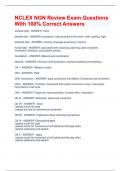 NCLEX NGN Review Exam Questions With 100&percnt; Correct Answers