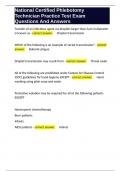 National Certified Phlebotomy Technician Practice Test Exam Questions And Answers 