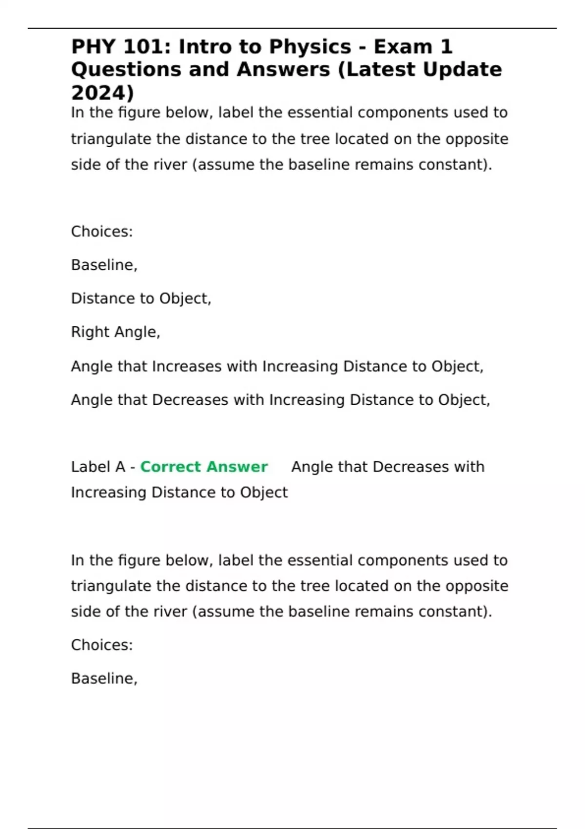 PHY 101: Intro to Physics - Exam 1 Questions and Answers (Latest Update ...