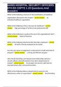 IAHSS HOSPITAL SECURITY OFFICERS 6TH ED CHPTS 1-19 Questions And Answers 