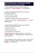 NHA Phlebotomy certification EXAM Question And Answers 2024