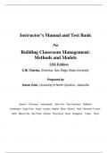 Instructor&rsquo;s Manual and Test Bank For Building Classroom Management Methods and Models 12th Edition&comma; All Chapters 1-14 &vert; Complete Guide A&plus;