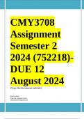 CMY3708 Assignment 1 &lpar;COMPLETE ANSWERS&rpar; Semester 2 2024 &lpar;752218&rpar;- DUE 12 August 2024 &semi; 100&percnt; TRUSTED Complete&comma; trusted solutions and explanations&period;&period;&period;&period; 