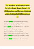 The Idealists&colon; John Locke&comma; George Berkeley&comma; David Hume &lpar;Exam 3 Set 2&rpar; &vert; Questions and Correct Solutions Latest Update 2024&sol;2025 &vert; Graded A&plus;