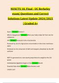NUSCTX 10&comma; Final - UC Berkeley exam&vert; Questions and Correct Solutions Latest Update 2024&sol;2025 &vert; Graded A&plus;