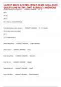 LATEST NBCE ACUPUNCTURE EXAM 2024-2025 QUESTIONS WITH 100&percnt; CORRECT ANSWERS