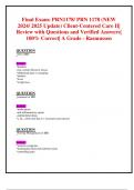 Final Exam&colon; PRN1178&sol; PRN 1178 &lpar;NEW 2024&sol; 2025 Update&rpar; Client-Centered Care II&vert; Review with Questions and Verified Answers&vert; 100&percnt; Correct&vert; A Grade - Rasmussen