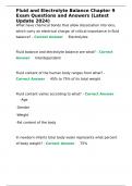Fluid and Electrolyte Balance Chapter 9 Exam Questions and Answers &lpar;Latest Update 2024&rpar;