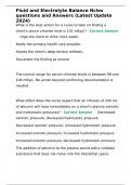 Fluid and Electrolyte Balance Nclex questions and Answers &lpar;Latest Update 2024&rpar;