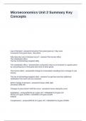 Microeconomics Unit 2 Summary Key Concepts  questions with   verified    answers 