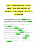 Class C Water Operator License Exam &vert; Questions and Correct Answers &vert; Latest Update 2024&sol;2025 &vert; Graded A&plus;