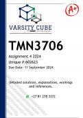 TMN3706 Assignment 4 &lpar;DETAILED ANSWERS&rpar; 2024 - DISTINCTION GUARANTEED