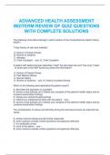 ADVANCED HEALTH ASSESSMENT MIDTERM REVIEW OF QUIZ QUESTIONS AND ANSWERS