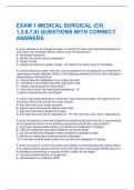 EXAM 1 MEDICAL SURGICAL &lpar;CH&period; 1&comma;2&comma;6&comma;7&comma;8&rpar; QUESTIONS WITH CORRECT ANSWERS