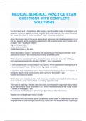 MEDICAL SURGICAL PRACTICE EXAM QUESTIONS WITH COMPLETE SOLUTIONS