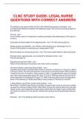  CLNC STUDY GUIDE- LEGAL NURSE QUESTIONS WITH CORRECT ANSWERS