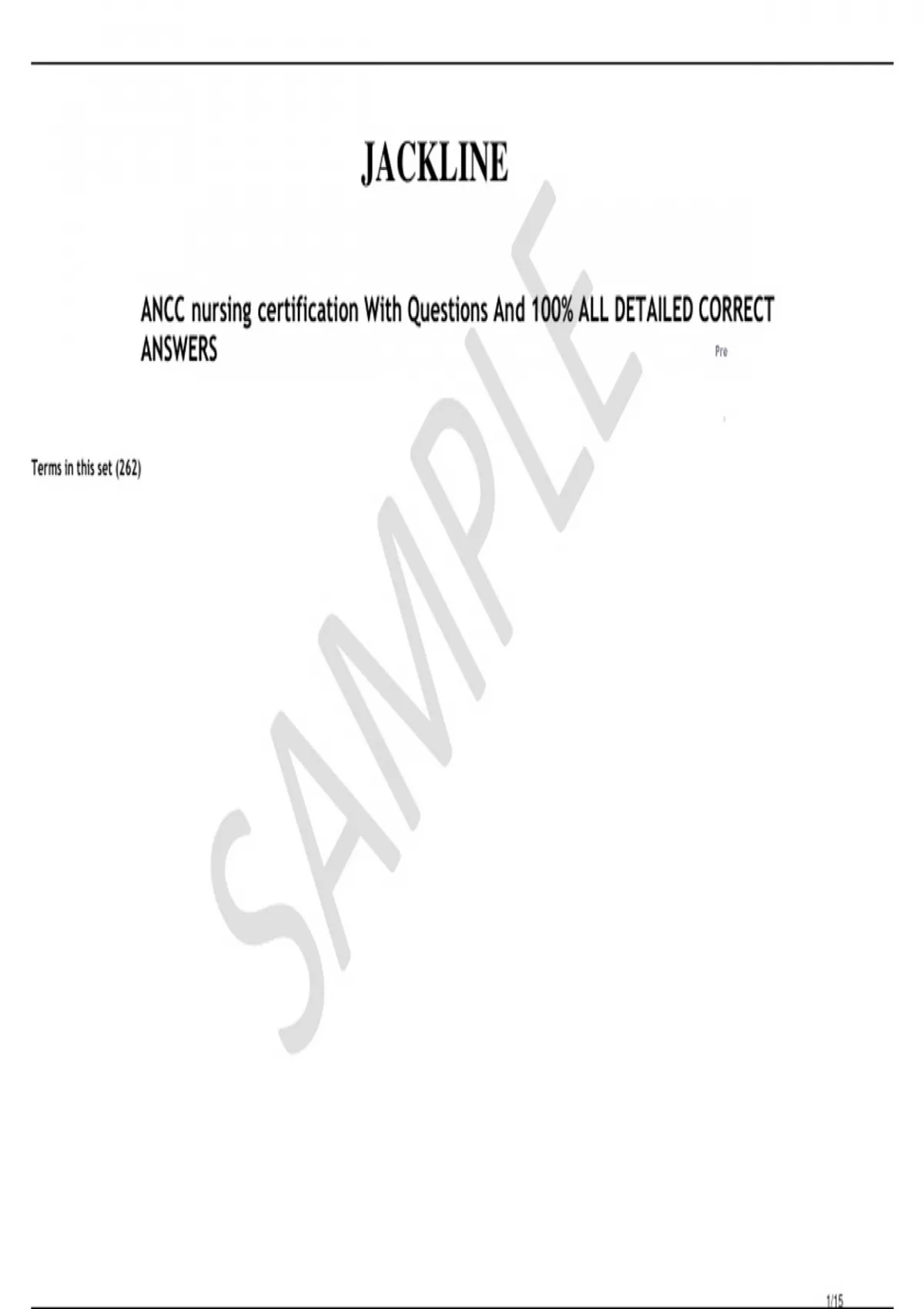 ANCC nursing certification With Questions And 100% ALL DETAILED CORRECT ...