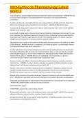 Introduction to Pharmacology Latest exam 2