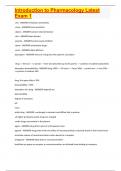 Introduction to Pharmacology Latest Exam 1