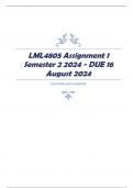 LML4805 Assignment 1 Semester 2 2024 - DUE 16 August 2024