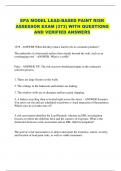 EPA MODEL LEAD-BASED PAINT RISK ASSESSOR EXAM &lpar;373&rpar; WITH QUESTIONS AND VERIFIED ANSWERS