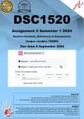 DSC1520 Assignment 2 &lpar;QUIZ COMPLETE ANSWERS&rpar; Semester 2 2024 &lpar;199896 &rpar; - DUE 6 September 2024