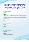 Final Exam&colon; NUR2488&sol; NUR 2488 &lpar;Latest 2024&sol; 2025 Update&rpar; Mental Health Guide&vert; Questions and Verified Answers&vert; 100&percnt; Correct&vert; Grade A- Rasmussen