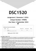 DSC1520 Assignment 2 &lpar;ANSWERS&rpar; Semester 2 2024 - DISTINCTION GUARANTEED