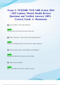 Exam 2&colon; NUR2488&sol; NUR 2488 &lpar;Latest 2024&sol; 2025 Update&rpar; Mental Health Review&vert; Questions and Verified Answers&vert; 100&percnt; Correct&vert; Grade A- Rasmussen