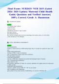 Final Exam&colon; NUR2633&sol; NUR 2633 &lpar;Latest 2024&sol; 2025 Update&rpar; Maternal Child Health Guide&vert; Questions and Verified Answers&vert; 100&percnt; Correct&vert; Grade A- Rasmussen