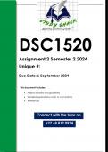 DSC1520 Assignment 2 &lpar;QUALITY ANSWERS&rpar; Semester 2 2024