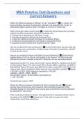 M&A Practice Test Questions and Correct Answers