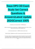 Texas DPS CID Exam Study Set Correct Questions & Answers&lpar;Latest Update 2024&rpar;Correct 100&percnt;