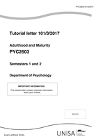 PYC2603 - Adulthood and Maturity - Semester 1 - Assignment 1 Answers