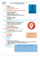 AQA A Level Geography: Changing Places - What do I need to know? Revision Checklist