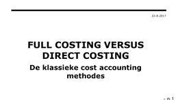 Deel 3: full costing versus direct costing