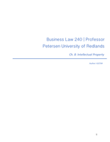 Business Law 240 Ch. 8: Intellectual Property